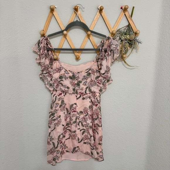 For Love & Lemons Floral Aurora Bee Balm Print Mini Ruffle Dress Size S - Picture 5 of 9